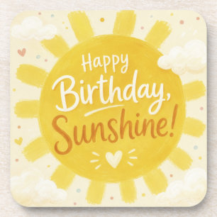 Dessous-de-verre Jaune Ensoleillé Joyeux Anniversaire
