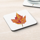 Dessous de verre jaune et feuille d'érable rouge (Côté gauche)