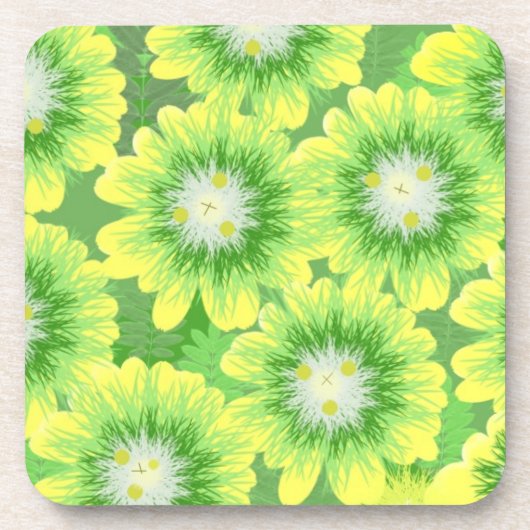Dessous-de-verre Jaune et floral vert (Devant)
