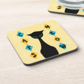 Dessous-de-verre Jaune Mi-Siècle-Moderne de rétro Meow de chats (Côté gauche)