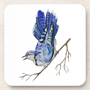Dessous-de-verre Jay bleu d'oiseau de la forêt