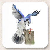 Dessous-de-verre Jay bleu d'oiseau de la forêt (Devant)