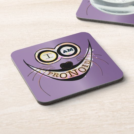 Dessous-de-verre Je suis PRONOID, optimiste et drôle citation de ch (Côté gauche)