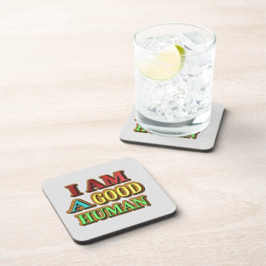 Dessous-de-verre "Je Suis Un Bon Humain" Mignonne Conception. Comma (Côté Droit)