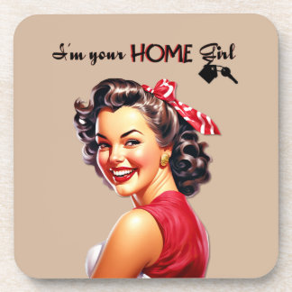 Dessous-de-verre Je suis votre maison Fille Immobilier Rétro Girl A