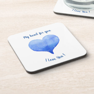 Dessous-de-verre Je t'aime Coeur Bleu mignon Saint Valentin