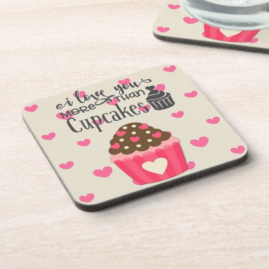 Dessous-de-verre Je t'aime plus que Cupcakes Beverage Coaster (Côté gauche)