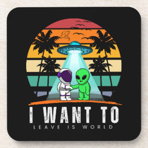 Dessous-de-verre Je veux quitter ce monde Alien Vintage Sunset