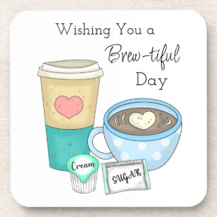 Dessous-de-verre Je vous souhaite une journée riche   Coffee Pun