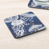 Dessous-de-verre Jellyfish sur Arrière - plan de la Marine (Côté gauche)