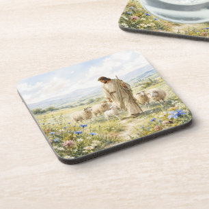 Dessous-de-verre Jésus Bon Berger Fleur Sauvage Aquarelle