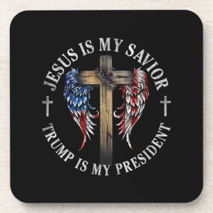 Dessous-de-verre Jésus est mon sauveur Trump est mon président 2024