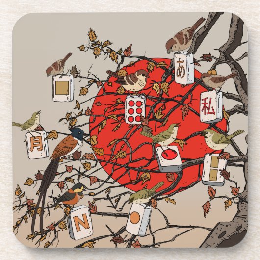 Dessous-de-verre Jeu de Mahjong Birds (Devant)