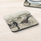 Dessous-de-verre "Jinrikisha" devant un temple, c.1880 (main Co (Côté gauche)