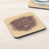 Dessous-de-verre Jitter Juice Junkie - café art sur latte brun. (Côté gauche)