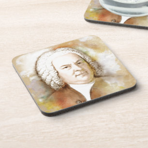 Dessous-de-verre Johann Sebastian Bach Portrait en beige