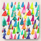 Dessous-de-verre Joli aquarelle arbres de Noël (Devant)