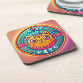 Dessous-de-verre Joli Badge Chat Néon (Côté gauche)