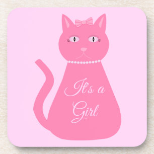 Dessous-de-verre Joli chat fille rose sur mesure