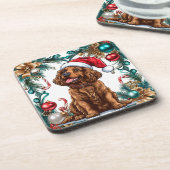 Dessous-de-verre Joli chien de Noël (Côté gauche)