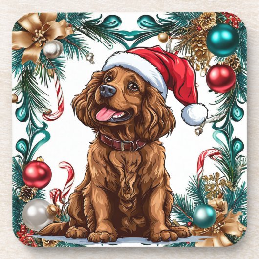 Dessous-de-verre Joli chien de Noël (Devant)