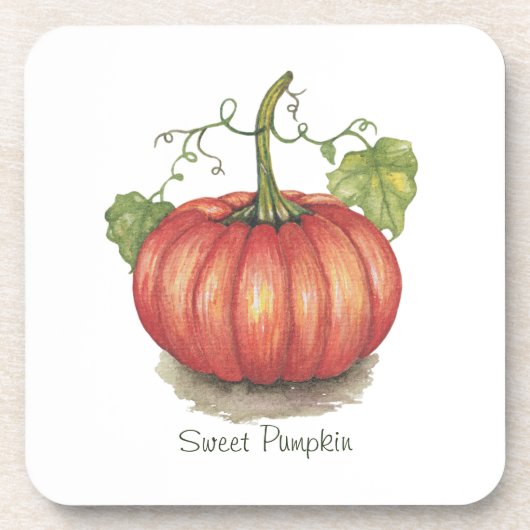 Dessous-de-verre Joli Citrouille Avec Vins En Aquarelle (Devant)