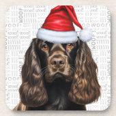 Dessous-de-verre Joli Cocker Brown Spaniel Père Noël Chien vacances (Devant)
