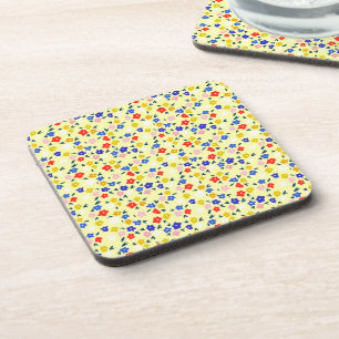 Dessous-de-verre Joli délicat floral mignon sur jaune pastel