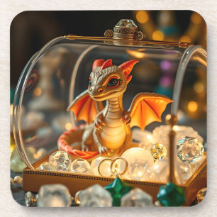 Dessous-de-verre Joli dragon dans un coffret à bijoux