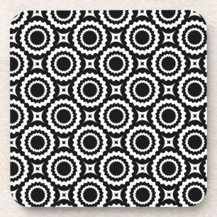 Dessous-de-verre Joli motif de cercles en zigzag noir et blanc