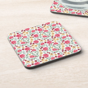 Dessous-de-verre Joli motif floral vintage rose et jaune