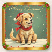Dessous-de-verre Joli Noël Chiot Doré (Devant)