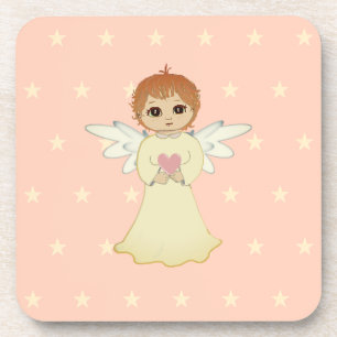 Dessous-de-verre Joli petit ange sur un rose corail clair