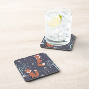 Dessous-de-verre Joli renard d'hiver