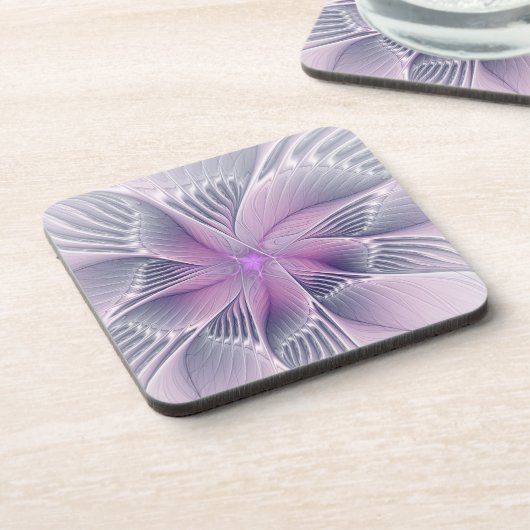 Dessous-de-verre Joli rose Fleur Moderne Abstrait Fractal Art (Côté gauche)