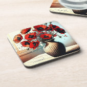 Dessous-de-verre Joli Vase de Red Poppies ai art (Côté gauche)
