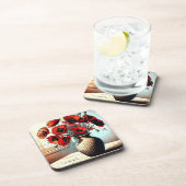 Dessous-de-verre Joli Vase de Red Poppies ai art (Côté Droit)