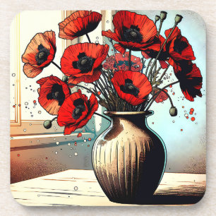 Dessous-de-verre Joli Vase de Red Poppies ai art