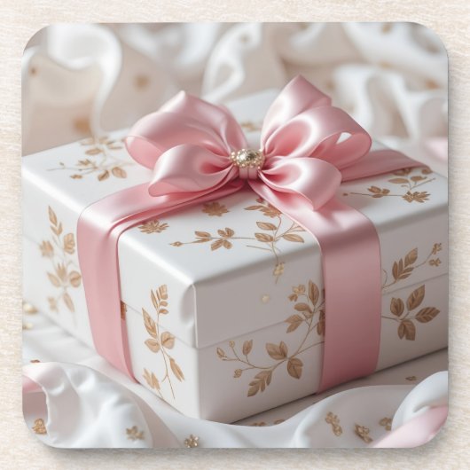 Dessous-de-verre jolie boîte cadeau rose (Devant)