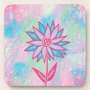 Dessous-de-verre Jolie fleur pastel dessinée à la main