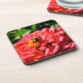 Dessous-de-verre Jolie fleur rouge et abeille de miel (Côté gauche)