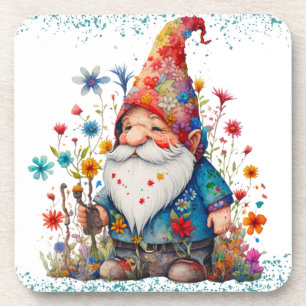 Dessous-de-verre Jolie Gnome Été Avec Fleurs