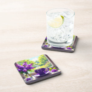 Dessous-de-verre Jolie Lilacs et café violets