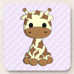 Dessous-de-verre Jolie petite girafe kawaii dessin animé enfants v