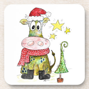 Dessous-de-verre Jolie vache de Noël Whimsical