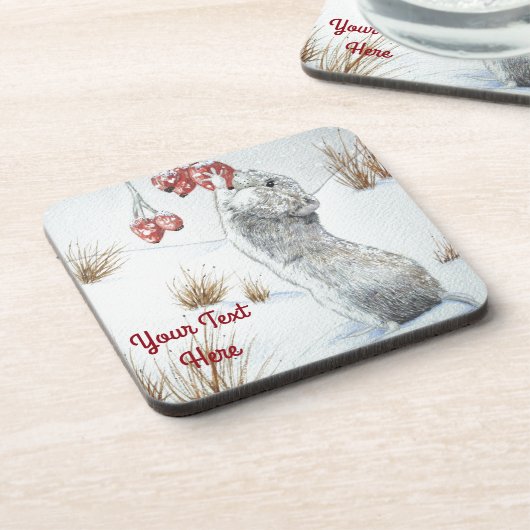 Dessous-de-verre jolies souris neige scène hiver faune Noël (Côté gauche)