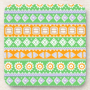 Dessous-de-verre Jolis motifs ethniques orange et vert