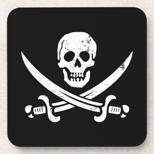Dessous-de-verre Jolly roger de drapeau de pirate de John Rackham (Devant)