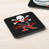Dessous-de-verre Jolly roger N Monogramme initial (Côté gauche)