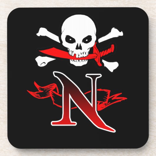 Dessous-de-verre Jolly roger N Monogramme initial (Devant)